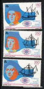 Selos: GUINEA ECUATORIAL. V Cent. descibrimiento América (1991). Edifil 143-145. Nuevos*** sin fijasellos.